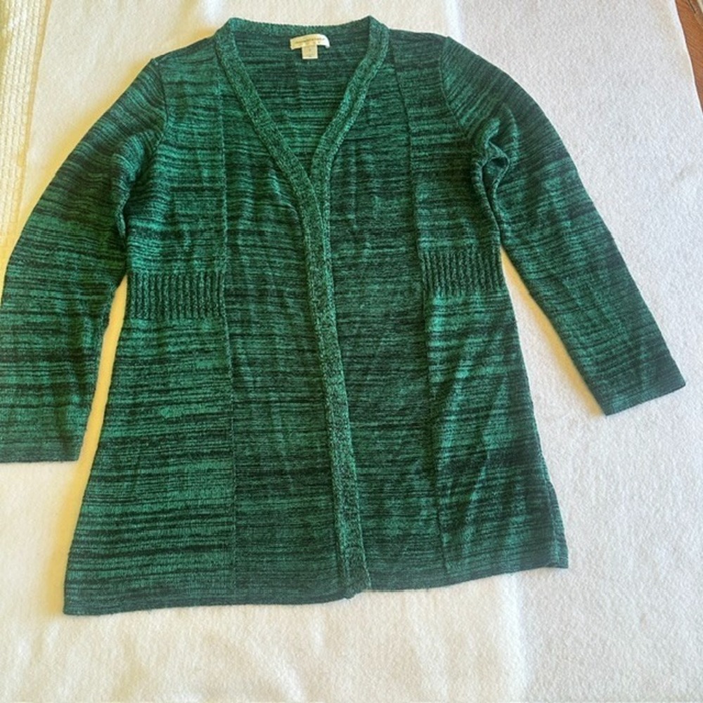 Christopher Banks Green Heather Cardigan Sweater Size S Knit V Neck Layer USA